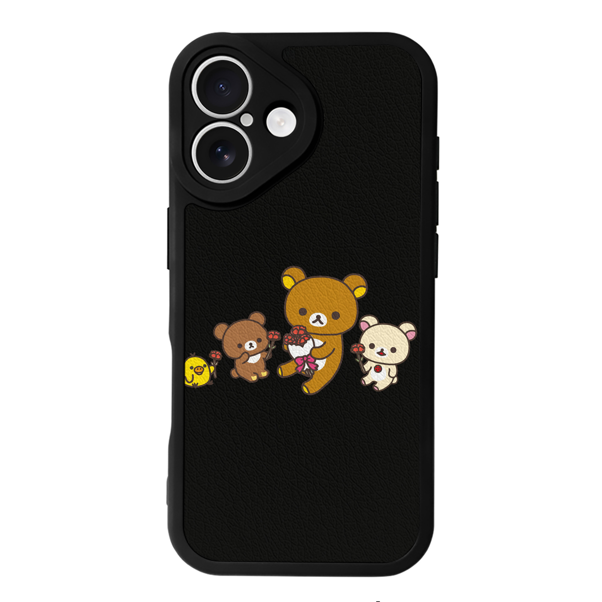 （画像用） リラックマ リラックマ キイロイトリ Rilakkuma Korilakkuma Kiiroitori 【iPhone 16シリーズ対応】シリコンスマホケース（レザー調） 材質：シリコン